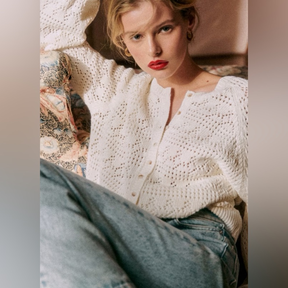 NWT Sezane Organic White Cotton Cardigan | SOLD OUT